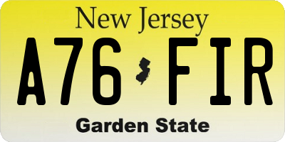 NJ license plate A76FIR