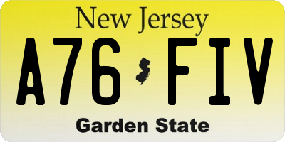NJ license plate A76FIV