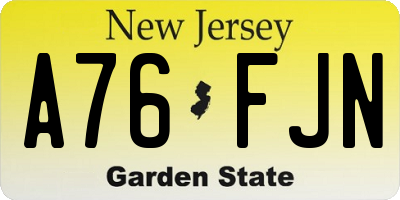 NJ license plate A76FJN