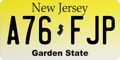 NJ license plate A76FJP