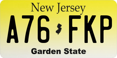 NJ license plate A76FKP