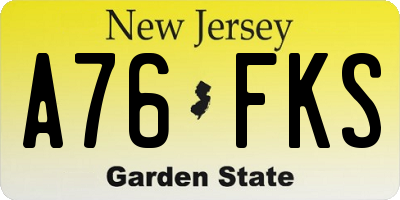 NJ license plate A76FKS