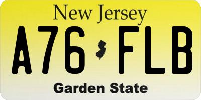 NJ license plate A76FLB