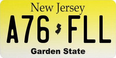 NJ license plate A76FLL