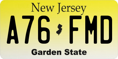 NJ license plate A76FMD
