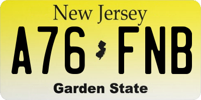 NJ license plate A76FNB