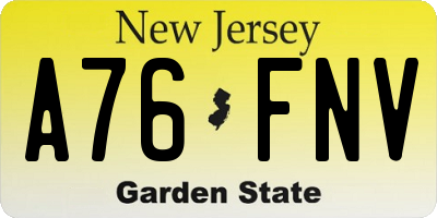NJ license plate A76FNV