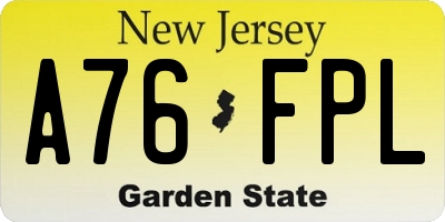 NJ license plate A76FPL