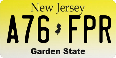 NJ license plate A76FPR