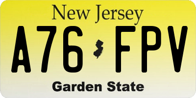 NJ license plate A76FPV