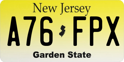 NJ license plate A76FPX