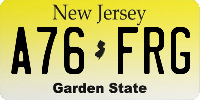 NJ license plate A76FRG