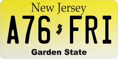 NJ license plate A76FRI