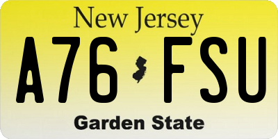 NJ license plate A76FSU