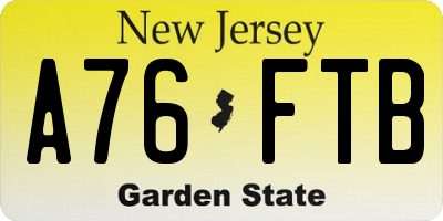 NJ license plate A76FTB