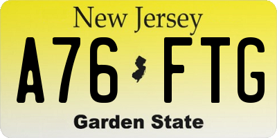 NJ license plate A76FTG
