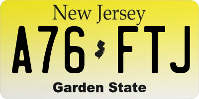 NJ license plate A76FTJ