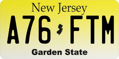 NJ license plate A76FTM