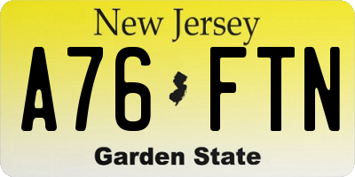 NJ license plate A76FTN