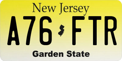 NJ license plate A76FTR