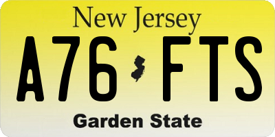 NJ license plate A76FTS