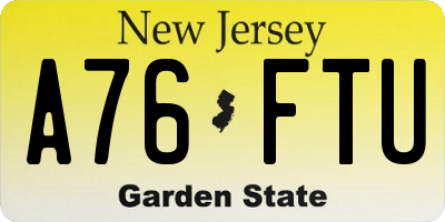 NJ license plate A76FTU