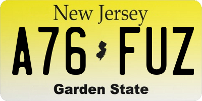 NJ license plate A76FUZ