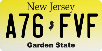 NJ license plate A76FVF