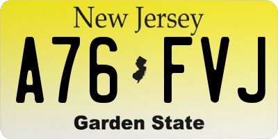 NJ license plate A76FVJ