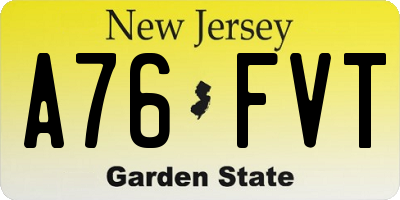 NJ license plate A76FVT