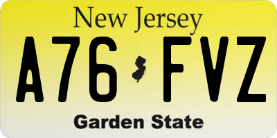 NJ license plate A76FVZ