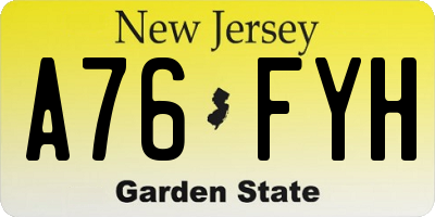 NJ license plate A76FYH