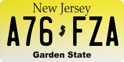 NJ license plate A76FZA