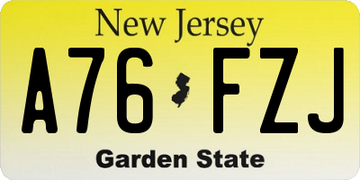 NJ license plate A76FZJ