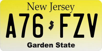 NJ license plate A76FZV