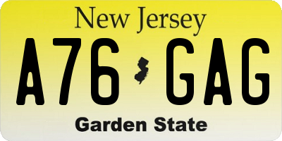 NJ license plate A76GAG