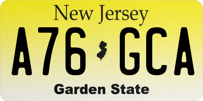 NJ license plate A76GCA