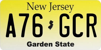 NJ license plate A76GCR