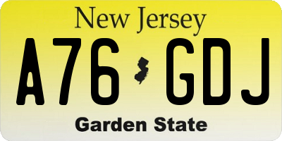 NJ license plate A76GDJ