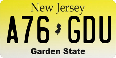 NJ license plate A76GDU