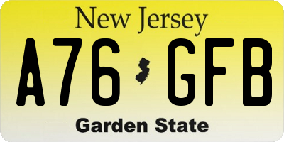 NJ license plate A76GFB