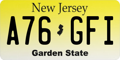 NJ license plate A76GFI