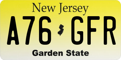 NJ license plate A76GFR