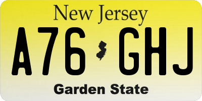 NJ license plate A76GHJ