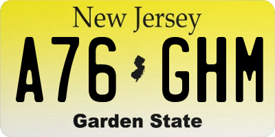 NJ license plate A76GHM