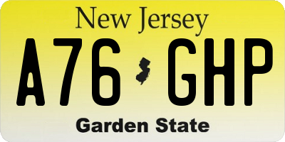 NJ license plate A76GHP