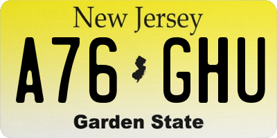 NJ license plate A76GHU