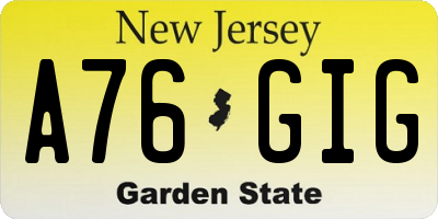 NJ license plate A76GIG