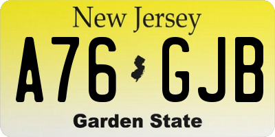 NJ license plate A76GJB