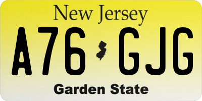 NJ license plate A76GJG